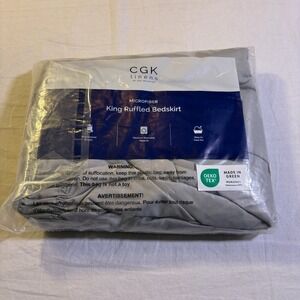 CGK Linens Microfiber King Ruffled Bed Skirt Light Grey Easy Care‎
